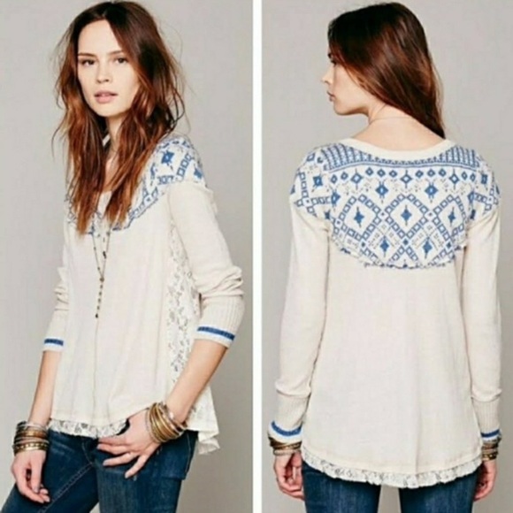 Free People cabin in the woods waffle knit shirt - Picture 5 of 6